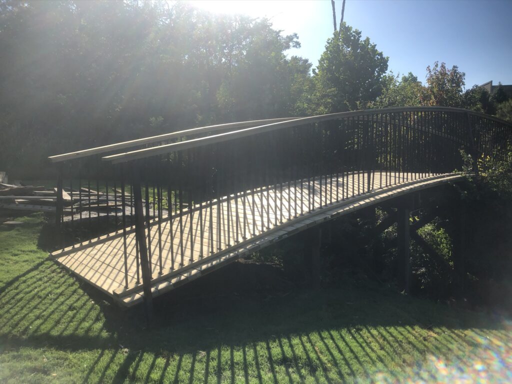 Completed pine and rod iron bridge